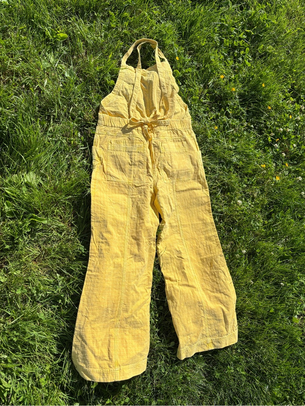 NWT Free People 100% Cotton Buttercup Yellow Wide-Leg Cotton Overalls - Picture 5 of 9